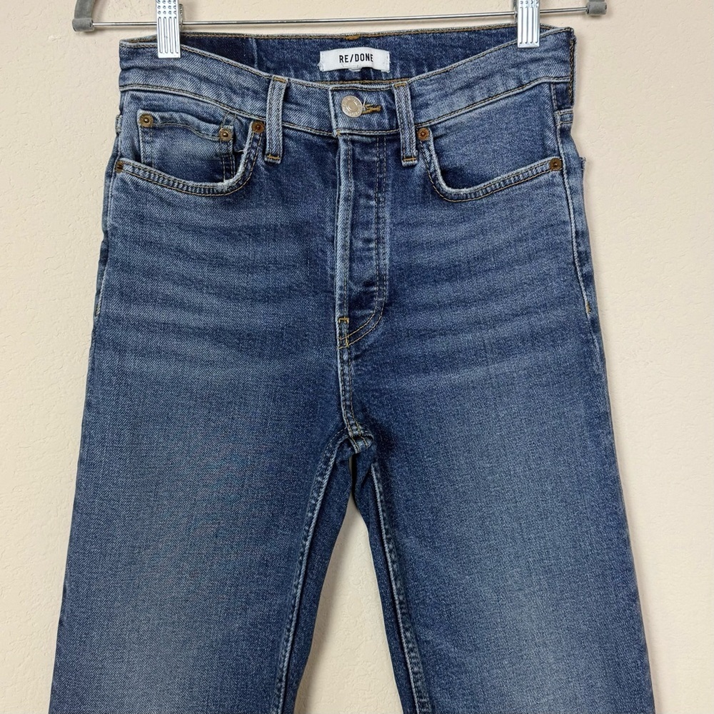 RE/DONE Stove Pipe Jeans in Retro Stone‎ Wash Straight Cropped - Picture 3 of 13